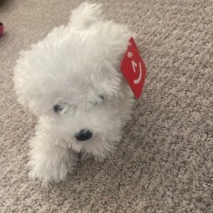 NWT 2022 Aurora Mini Snowball Small White Puppy Dog Mini Flopsie Bichon Frise 7”